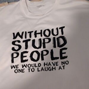 White Graphic Men's T‑Shirt with Bold Black Slogan